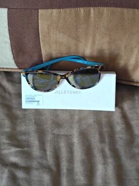 Jill Stuart Tortoiseshell Frame Sunglasses with Teal Arms